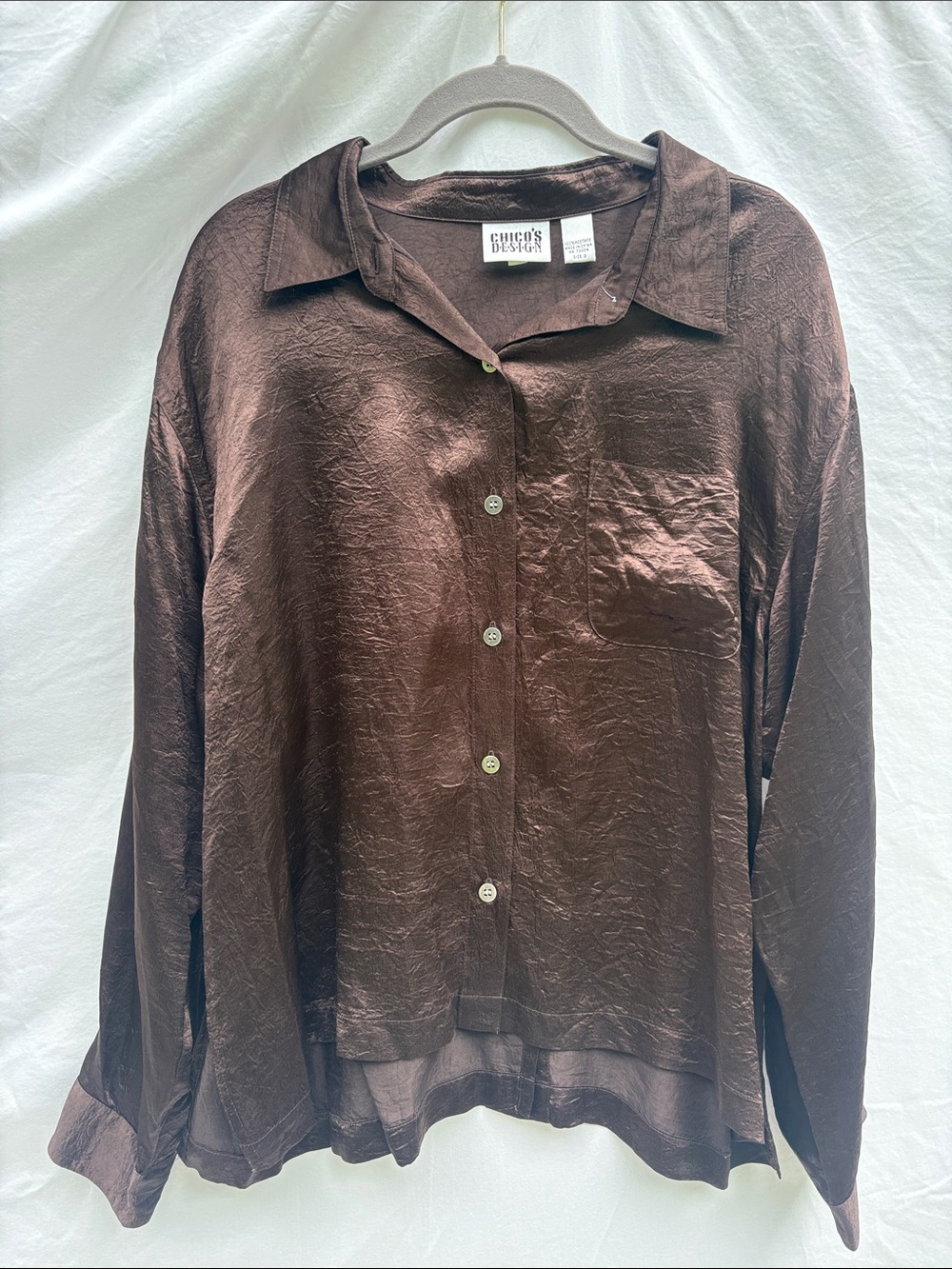 Chico's Women’s Chocolate Brown Casual Button-Down Shirt